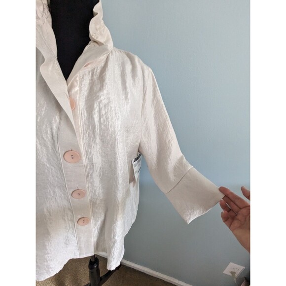 Talk of the Walk Jacket Womens XL Bell Sleeve Cream Frill Collar Retro Glam NEW - Picture 5 of 16